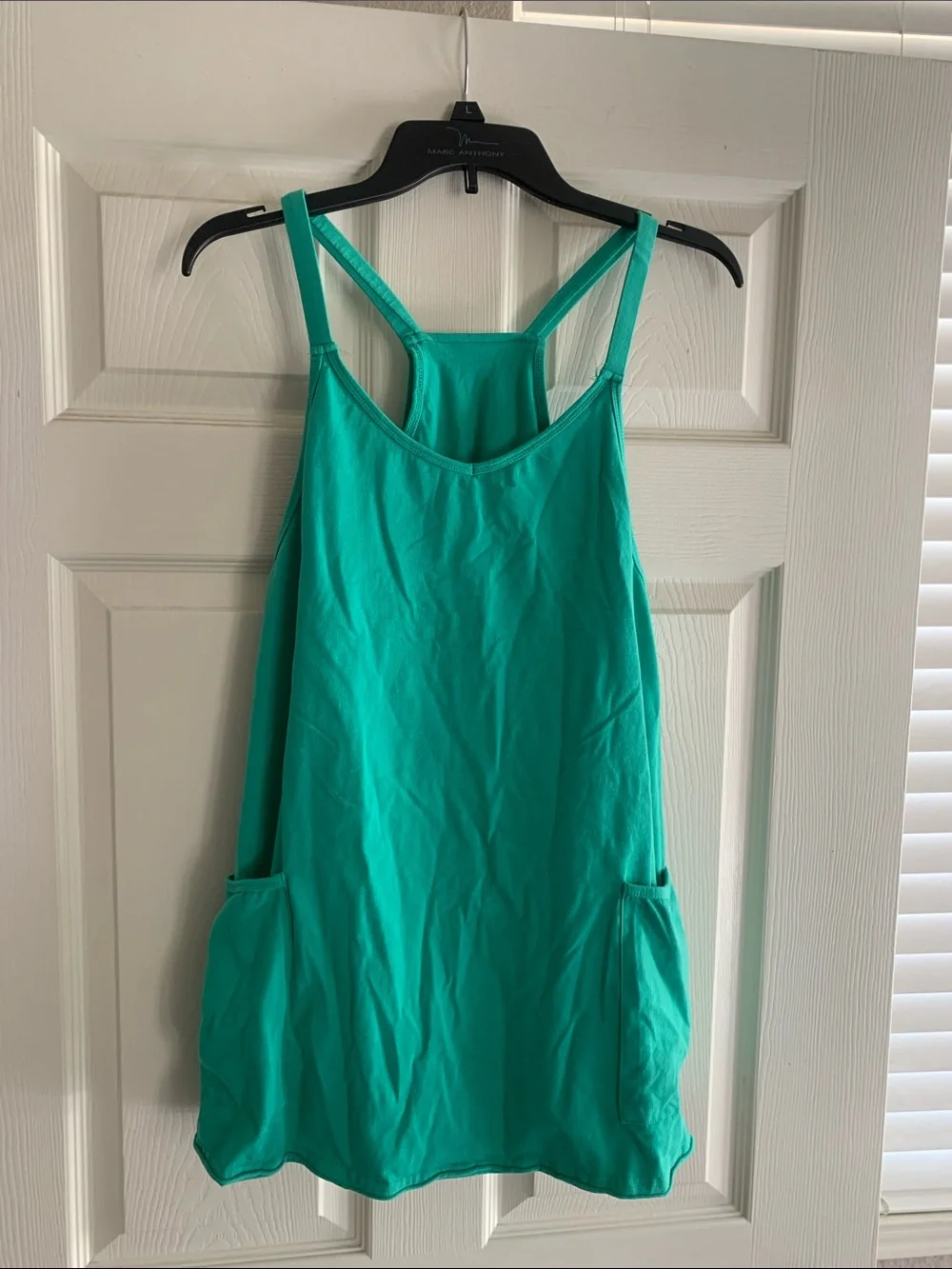 Teal Green Tank Romper with Pockets - Picture 1 of 1